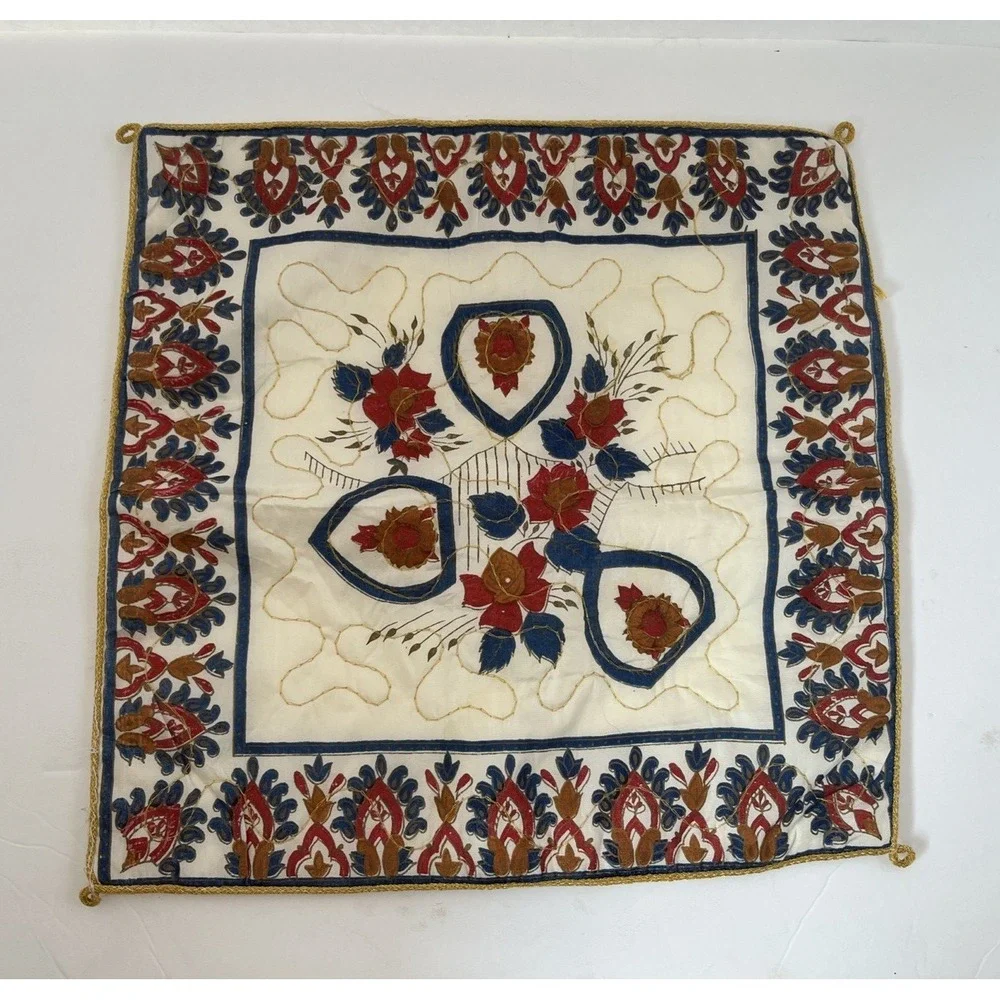 Set 2 Uzbek Suzani Pillow Covers Hand Embroidered Silk Cotton‎ Boho Decor